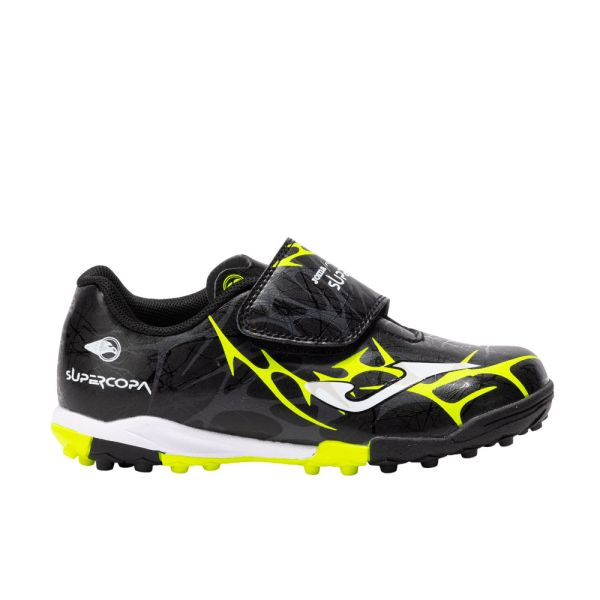 BOTAS FUTBOL SIN CORDONES NIÑO JOMA SUPER COPA TURF NEGRO