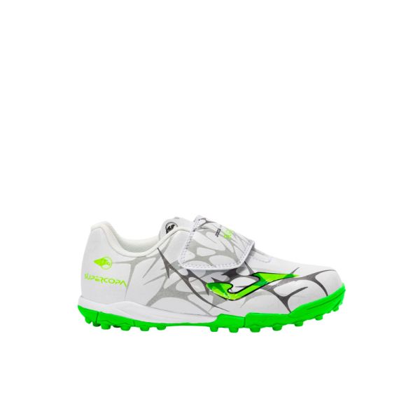 BOTAS FUTBOL SIN CORDONES NIÑO JOMA SUPER COPA TURF BLANCO